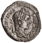 Quinarius - Caracalla COS II; Victory obverse image