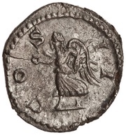 Quinarius - Caracalla COS II; Victory, Rome, 205-207 reverse image