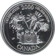 25 Cents - Elizabeth II Celebration; silver, Canada, 2000 reverse image