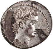 Denarius - Octavian CAESAR DIVI F; Pax obverse image