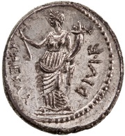 Denarius - Octavian CAESAR DIVI F; Pax, Rome, 32 BC - 29 BC reverse image