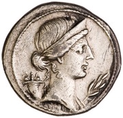 Denarius - Octavian CAESAR DIVI F; Pax obverse image