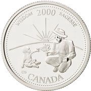 25 Cents - Elizabeth II Wisdom; silver, Canada, 2000 reverse image
