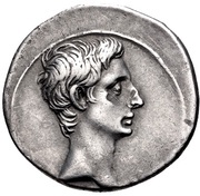 Denarius - Octavian CAESAR DIVI F; Victory obverse image