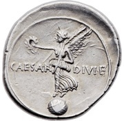 Denarius - Octavian CAESAR DIVI F; Victory, Rome, 32 BC - 29 BC reverse image