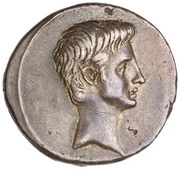Denarius - Octavian IMP CAESAR DIVI F obverse image