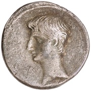 Denarius - Octavian IMP CAESAR DIVI F obverse image