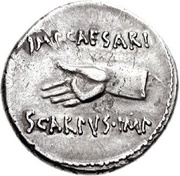 Denarius - Augustus DIVI F AVG PONT; Victory obverse image