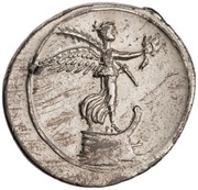 Denarius - Octavian IMP CAESAR; Victory, Rome, 29 BC - 27 BC reverse image