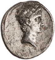 Denarius - Octavian IMP CAESAR; Apollo obverse image
