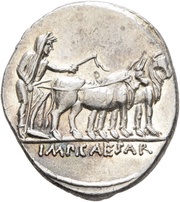Denarius - Octavian IMP CAESAR; Apollo, Rome, 29 BC - 27 BC reverse image