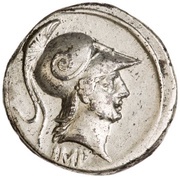 Denarius CAESAR; Mars obverse image