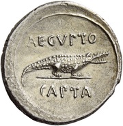 Denarius - Octavian AEGVPTO CAPTA, Rome, 28 BC reverse image