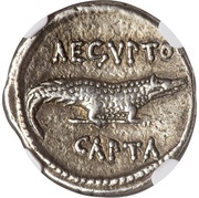 Denarius - Augustus AEGVPTO CAPTA, Rome, 28 BC reverse image