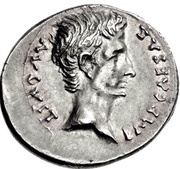 Denarius - Augustus P CARISIVS LEG PRO PR obverse image