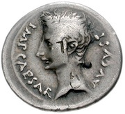 Denarius - Augustus P CARISIVS LEG PRO PR obverse image