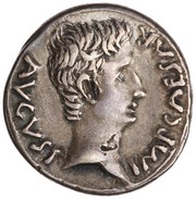 Denarius - Augustus P CARISIVS LEG PRO PR obverse image