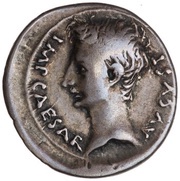 Denarius - Augustus P CARISIVS LEG PRO PR obverse image