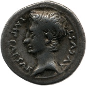Denarius - Augustus P CARISIVS LEG PRO PR obverse image