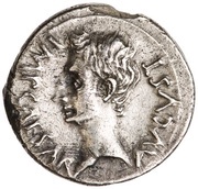 Denarius - Augustus P CARISIVS LEG PRO PR obverse image