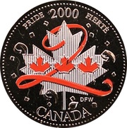 25 Cents - Elizabeth II Pride; colored, Canada, 2000 reverse image