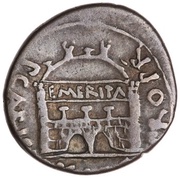 Denarius - Augustus P CARISIVS LEG PRO PR EMERITA, Rome, 25 BC - 23 BC reverse image