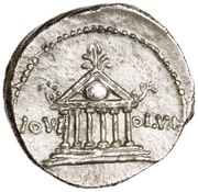 Denarius - Augustus IOVI OLV, Rome, 21 BC reverse image
