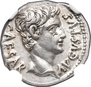 Denarius - Augustus S P Q R CL V obverse image