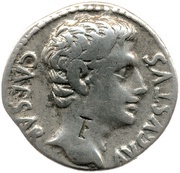 Denarius - Augustus IOVIS TON; Jupiter obverse image
