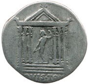 Denarius - Augustus IOVIS TON; Jupiter, Rome, 19 BC reverse image