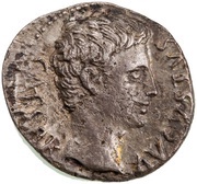 Denarius - Augustus MAR VLT; Mars; Mars' head left obverse image
