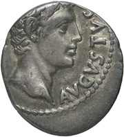 Denarius - Augustus MART VLTO; Mars obverse image