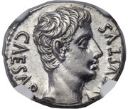Denarius - Augustus OB CIVIS SERVATOS obverse image