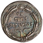 Denarius - Augustus OB CIVIS SERVATOS, Rome, 19 BC reverse image