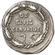Denarius - Augustus OB CIVIS SERVATOS, Rome, 19 BC reverse image