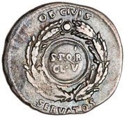 Denarius - Augustus OB CIVIS SERVATOS S P Q R CL V, Rome, 19 BC reverse image