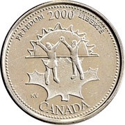 25 Cents - Elizabeth II Freedom, Canada, 2000 reverse image
