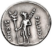 Denarius - Augustus SIGNIS RECEPTIS; Mars, Rome, 19 BC reverse image