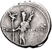 Denarius - Augustus SIGNIS RECEPTIS; Mars, Rome, 19 BC reverse image