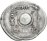 Denarius - Augustus SIGNIS RECEPTISCL VS P Q R, Rome, 19 BC reverse image