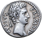 Denarius - Augustus S·P·Q·R CL·V; Victory obverse image
