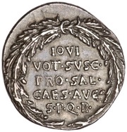 Denarius - Augustus IOVI VOT SVSC PRO SAL CAES AVG S P Q R, Rome, 19 BC - 15 BC reverse image