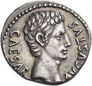 Denarius - Augustus MARTIS VLTORIS; Mars obverse image