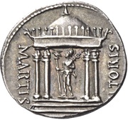 Denarius - Augustus MARTIS VLTORIS; Mars, Rome, 19 BC - 18 BC reverse image