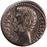 Denarius - Augustus OB CIVIS SERVATOS obverse image