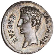 Denarius - Augustus S P Q R CL V obverse image