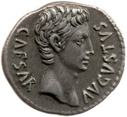 Denarius - Augustus S P Q R CL V; Victory obverse image