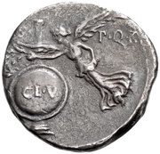 Denarius - Augustus S· P·Q·R· CL·V; Victory, Rome, 19 BC - 18 BC reverse image