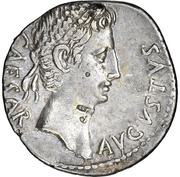Denarius - Augustus S· P·Q·R· CL·V; Victory obverse image