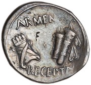 Denarius - Augustus ARMENIA RECEPTA, Rome, 19 BC - 18 BC reverse image
